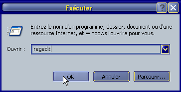 Exécuter regedit
