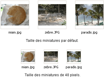 Modification de la taille des miniatures