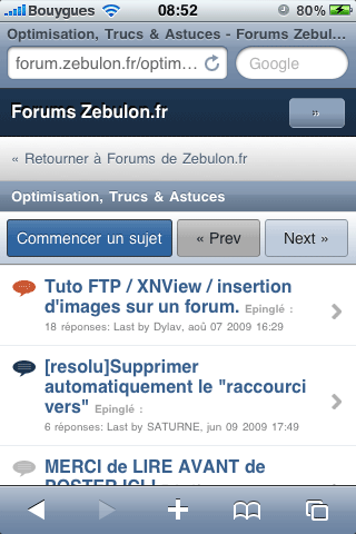 Forum zebulon sur iPhone