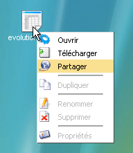 Partage de fichier par le menu contextuel