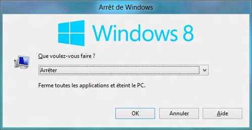 Fenêtre Arrêt de Windows