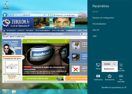 comment arreter un ordinateur windows 8