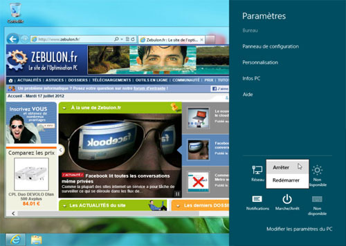 comment arreter pc windows 8