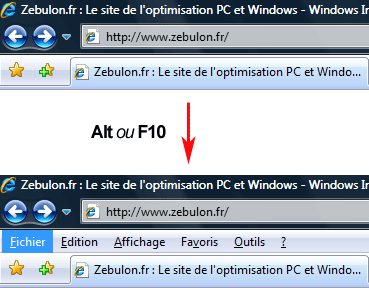 Retour de la barre de menus avec IE7