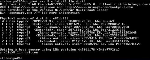 Création du lien avec BootPart