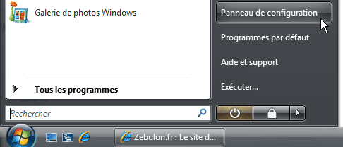 Ouvrir le Panneau de configuration de Windows Vista