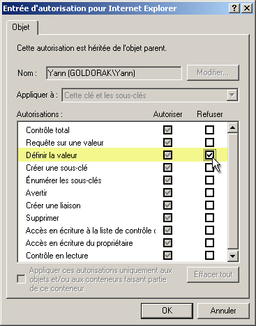 Modification d'autorisation