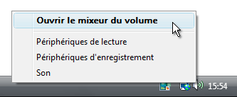 Ouvrir le mixeur du volume