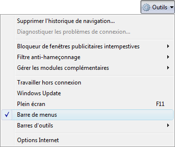 Afficher la barre de menus