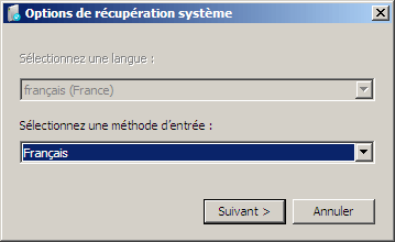 Options récuperation systeme