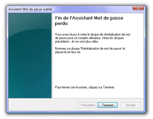 Lancement de l'assistant de mot de passe