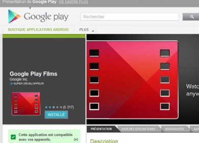 Google Play location films Android t�l�phone tablette