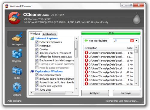 support Firefox-12 CCleaner nettoyeur