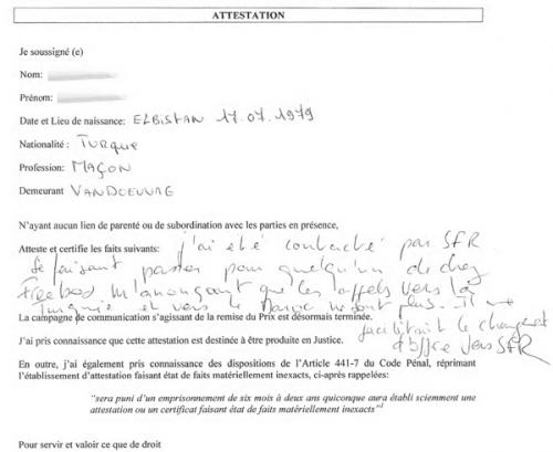 op�rateur SFR plainte site Univers Freebox