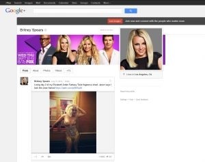 Le compte certifié de Britney Spears est l'un des premiers bénéficiaires des URL personnalisées sous Google+.