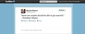Le tweet de Barack Obama exprimant son soutien du mariage des couples homosexuels.