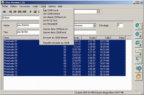 Nommage des pistes audio dans CDex