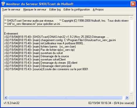 Moniteur du serveur SOUTHcast