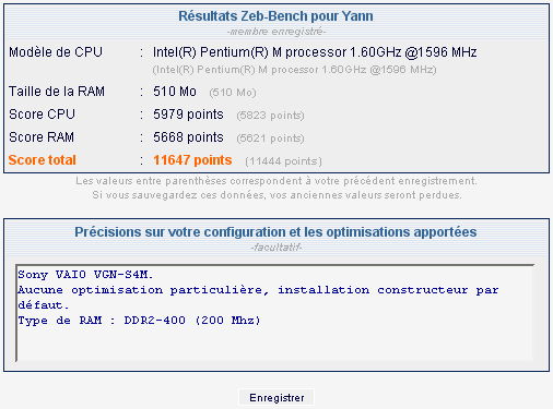 Récupération des résultats du bench