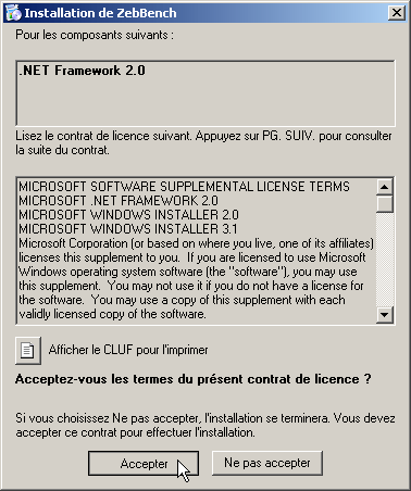 .NET Framework 2.0 nécessaire