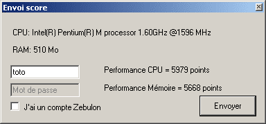 Envoi des scores de Zeb-Bench en tant qu'invité
