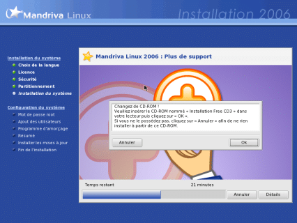 Changement de CD lors de l'installation de Mandrivalinux