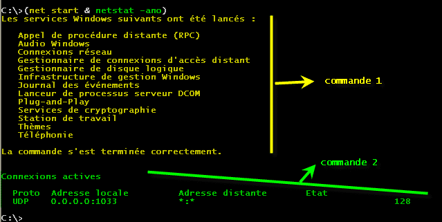 Plusieurs commandes imbriquées avec ( & )