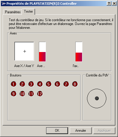Test du pad PS3 avec le second driver