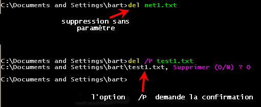 Suppression de fichier avec del
