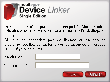 Identifiant et numéro de série du Device Linker