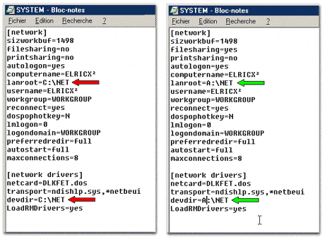 Création d'une disquette Client pour les réseaux Microsoft sous MS-DOS