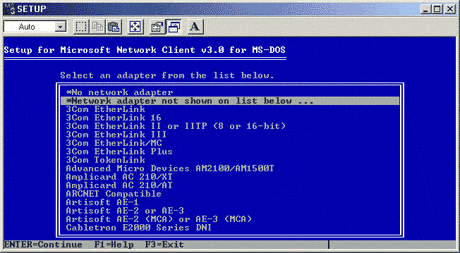 Création d'une disquette Client pour les réseaux Microsoft sous MS-DOS