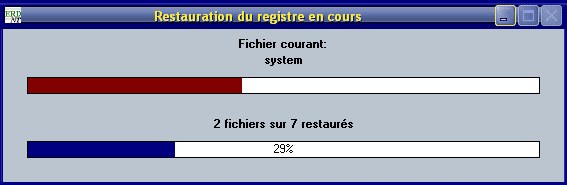 Restauration de la base de registre en cours avec Erunt