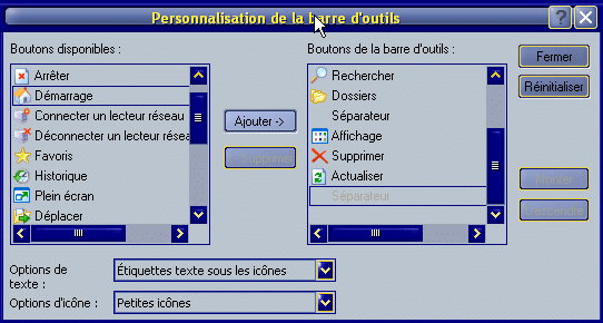 Personnalisation de la barre d'outils de l'explorateur