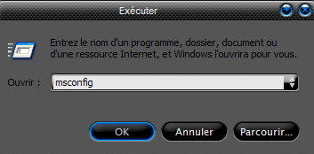 Exécuter msconfig