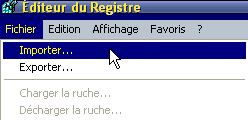 Importer la base de registre