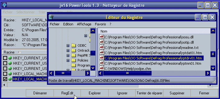 Ouverture d'une clé dans regedit avec JV16