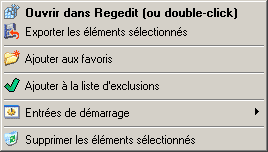 Menu contextuel de RegSeeker