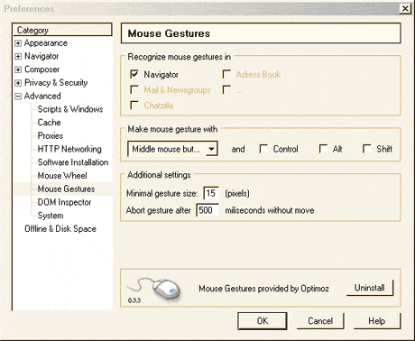 Navigation à la souris avec Mozilla