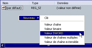 Créer une valeur DWORD