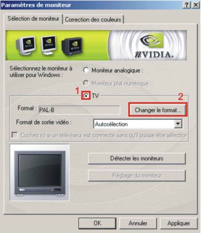 Sélection du moniteur nView