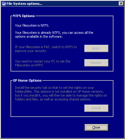 Files System options in Zeb Protect