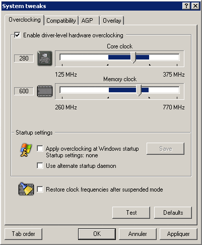 Overclocking carte graphique avec RivaTuner