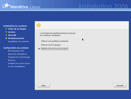 Partitionner son disque pour installer Mandrivalinux