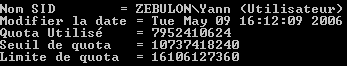 Quota utilisateur