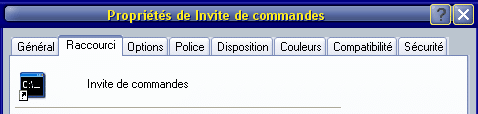 Propriétés de l'invite de commande