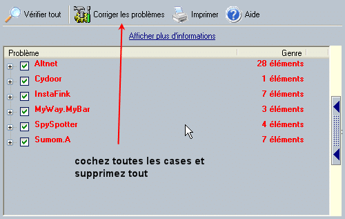 Résultat du scan de Spybot