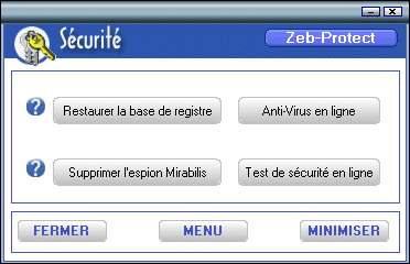 Section Sécurité de Zeb-Utility