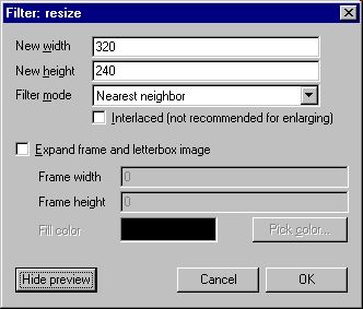 Utilisation du Filtre Resize dans NanDub 