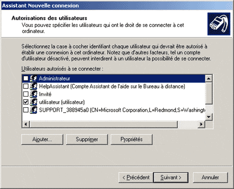 Autorisations des utilisateurs